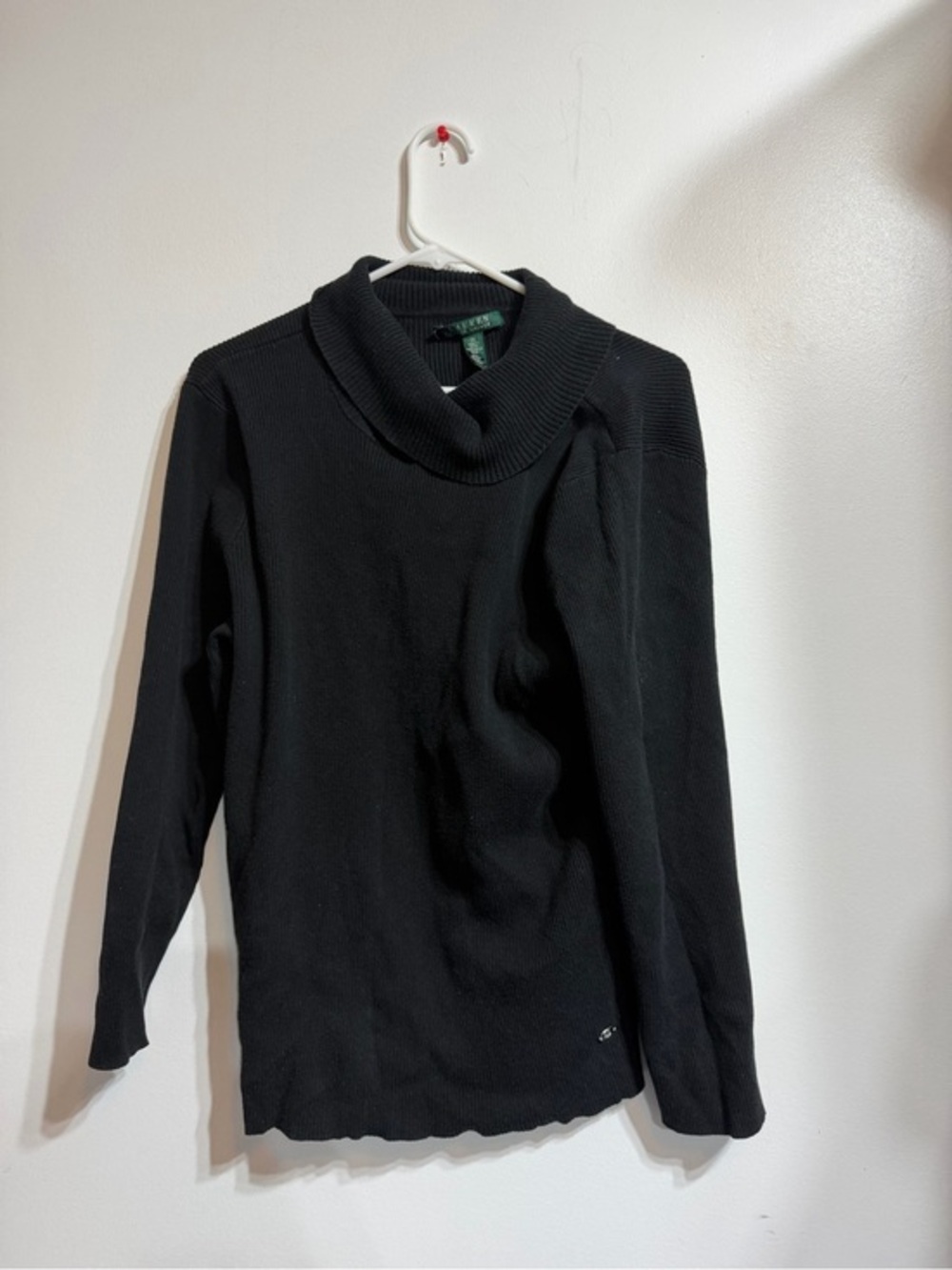 Lauren Ralph Lauren Black Ribbed Cowl Neck Long Sleeve Sweater 3X
